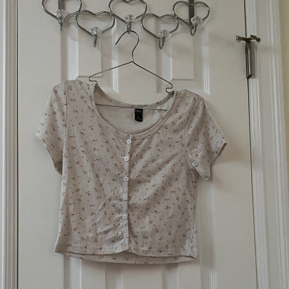Shein DAZY Floral Button-Up Top